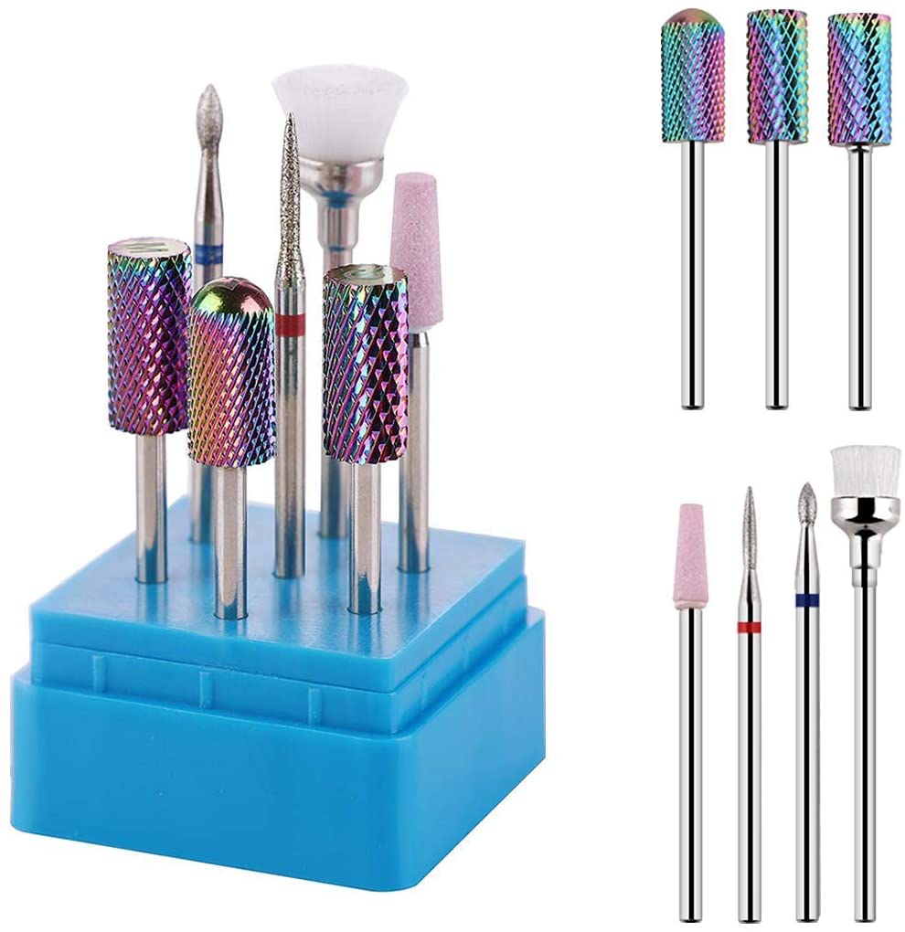 Nail Drill Bit Set, 7Pcs Tungsten Carbide Diamond